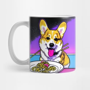 Corgi Eating Ramen Noodle Soup. Mug